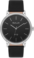 Оригинальные часы Omax для мужчин, черный ремешок из натуральной кожи, 36 мм, серебристые, круглые, аналоговые наручные часы для мужчин, 100% водонепроницаемые, для деловой повседневной одежды, подарки, сделано в Японии, гарантия 1 год 1000007636