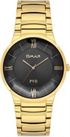Оригинальные часы Omax для мужчин с золотым ремешком из нержавеющей стали 31 мм, черные классические круглые аналоговые наручные часы для мужчин, 100% водонепроницаемые, для деловой повседневной одежды, подарки, сделано в Японии, гарантия 1 год 1000007645