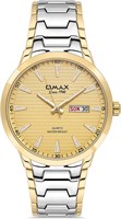 Omax Оригинальные мужские часы с золотым и серебряным ремешком из нержавеющей стали, с указанием даты и времени, 41 мм, круглые, золотые аналоговые наручные часы для мужчин, 100% водонепроницаемые, для деловой и повседневной носки, подарки, сделано в Япон 1000007660