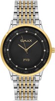 Оригинальные мужские часы Omax с серебристо-золотым ремешком из нержавеющей стали, 41 мм, черные, классические, круглые, аналоговые, наручные часы, мужские, 100% водонепроницаемые, для бизнеса и повседневной носки, подарки, сделано в Японии, гарантия 1 го 1000007661