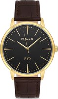 Оригинальные часы Omax для мужчин, коричневый ремешок из натуральной кожи, 36 мм, аналоговые наручные часы круглой формы, 100% водонепроницаемые, для деловой повседневной одежды, подарки, сделано в Японии, гарантия 1 год 1000007664
