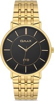 Оригинальные мужские часы Omax с золотым ремешком из нержавеющей стали, черным, 41 мм, круглые аналоговые наручные часы для мужчин, 100% водонепроницаемые, для деловой повседневной одежды, подарки, сделано в Японии, гарантия 1 год 1000007665