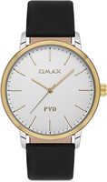 Оригинальные часы Omax для мужчин, черный ремешок из натуральной кожи, 36 мм, золотые, круглые, аналоговые наручные часы для мужчин, 100% водонепроницаемые, для деловой и повседневной одежды, подарки, сделано в Японии, гарантия 1 год 1000007673