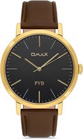 Оригинальные часы Omax для мужчин, коричневый ремешок из натуральной кожи, 41 мм, золотые, черные, круглые, аналоговые наручные часы для мужчин, 100% водонепроницаемые, для деловой повседневной одежды, подарок, сделано в Японии, гарантия 1 год 1000007681