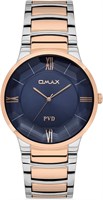 Оригинальные часы Omax для мужчин с ремешком из розового золота из нержавеющей стали, 31 мм, синие классические круглые аналоговые наручные часы для мужчин, 100% водонепроницаемые, для деловой и повседневной одежды, подарки, сделано в Японии, гарантия 1 г 1000007693