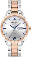 Оригинальные мужские часы Omax из розового золота и серебра с ремешком из нержавеющей стали с указанием даты и времени, круглые белые аналоговые наручные часы 41 мм, 100% водонепроницаемые, для бизнеса и повседневной носки, подарки, сделано в Японии, гара 1000007701