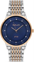 Оригинальные мужские часы Omax с серебристым ремешком из нержавеющей стали, синие, 41 мм, круглые аналоговые наручные часы для мужчин, 100% водонепроницаемые, для деловой и повседневной одежды, подарки, сделано в Японии, гарантия 1 год 1000007712