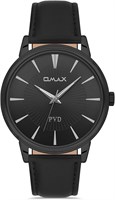 Оригинальные мужские часы Omax с черным ремешком из натуральной кожи, 41 мм, круглые аналоговые наручные часы для мужчин, 100% водонепроницаемые, для деловой повседневной одежды, подарок, сделано в Японии, гарантия 1 год 1000007724