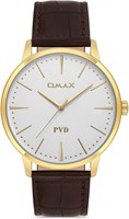 Оригинальные часы Omax для мужчин, коричневый ремешок из натуральной кожи, 36 мм, белые круглые аналоговые наручные часы для мужчин, 100% водонепроницаемые, для деловой повседневной одежды, подарки, сделано в Японии, гарантия 1 год 1000007726