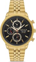Оригинальные часы Omax для мужчин, полностью золотой ремешок из нержавеющей стали, 42 мм, черные круглые аналоговые наручные часы с хронографом, для мужчин, 100% водонепроницаемые, для деловой и повседневной одежды, подарки, сделано в Японии, гарантия 1 г 1000007735