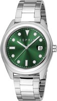 Мужские кварцевые аналоговые наручные часы Esprit Johnny II Fashion, круглый корпус, 40 мм, зелёный/серебристый 1000007823