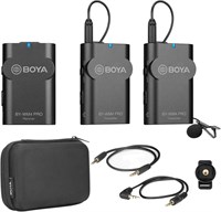 Беспроводная петличная микрофонная система Boya Wm4 Pro K2 2,4 ГГц с двумя микрофонами, совместимая с цифровыми зеркальными фотокамерами, видеокамерами, iPhone, смартфонами Android и планшетами. Диапазон звука 200 футов, Mrm4Pk2-1 1000007919
