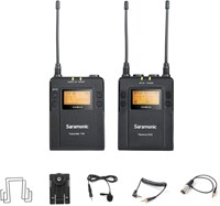 Беспроводная петличная микрофонная система Saramonic UWMIC9 RX9+TX9 UHF с портативным двухканальным приемником, устанавливаемым на камеру, черная, 1 поясной передатчик + 1 приемник 1000007952