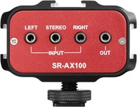 Saramonic SR-AX100 — универсальный двухканальный микрофонный усилитель, аудиомикшерный адаптер, разъем 3,5 мм и крепление «холодный башмак» для цифровых зеркальных фотокамер Canon EOS T6i и Nikon D3300. 1000007959