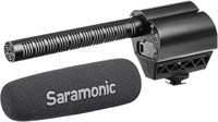 Конденсаторный видеомикрофон Saramonic VMIC Pro с прорезиненным креплением, фильтром верхних частот, регулировкой уровня и высокочастотными переключателями, мониторингом — для цифровых зеркальных фотоаппаратов и видеокамер — черный 1000007969