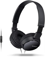 Проводные наушники Sony MDR ZX110AP с неспутывающимся кабелем, разъёмом мини-джек 3,5 мм, гарнитура с микрофоном для телефонных звонков, чёрные, MDRZX110AP/B 1000007985