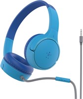 Проводные наушники Belkin SoundForm Mini On-Ear для детей со встроенным микрофоном для онлайн-обучения, школы, путешествий, игр, совместимые с устройствами с разъёмом 3,5 мм — синие, детские (проводные) 1000008034