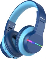 Детские беспроводные наушники iClever Bluetooth, BTH12 с цветной светодиодной подсветкой, безопасный уровень громкости 74/85 дБА, время работы 85 часов, Bluetooth 5.2, встроенный микрофон для iPad/школы/планшета/ПК/игр 1000008053