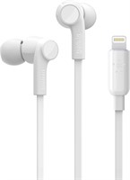 Наушники Belkin Soundform с разъёмом Lightning, сертифицированные MFI внутриканальные наушники с микрофоном, водо- и потоустойчивые наушники для iPhone 14, iPhone 13 и других устройств — белые, проводные 1000008091