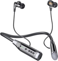 Наушники HURKEYE Bluetooth с шейным ободом, 100 часов сверхдлительного воспроизведения с микрофоном, гарнитурой, 4 динамиками, мощными басами, шумоподавлением в ушах, беспроводные водонепроницаемые наушники для бега и тренировок (черные) 1000008140