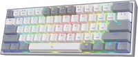Проводная игровая клавиатура Redragon K617 Fizz 60% RGB, компактная механическая клавиатура с 61 клавишей, белыми и серыми колпачками клавиш, линейными красными переключателями, поддержкой драйверов Pro и программного обеспечения 1000008166