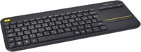 Беспроводная клавиатура Logitech K400 Plus для гостиной с сенсорной панелью для домашнего кинотеатра, ПК, подключенного к телевизору, настраиваемые клавиши мультимедиа, Windows, Android, ноутбук/планшет, арабская клавиатура - черная 1000008192