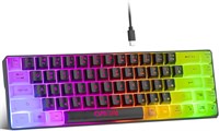Игровая клавиатура CHONCHOW Mini RGB 60%, 68 клавиш, маленькая компактная USB-проводная игровая клавиатура с радужной подсветкой для Xbox PS4 PS5, ПК, ноутбука (с подсветкой букв, локальная) 1000008204