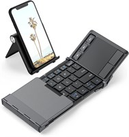 iClever Складная беспроводная клавиатура iClever с чувствительной сенсорной панелью, карманная, складывающаяся втрое клавиатура Bluetooth с портативным чехлом для переноски, основание из алюминиевого сплава (синхронизация до 3 устройств), темно-серый цвет 1000008211