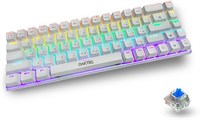 Игровая клавиатура OAKTEC с арабским и английским покрытием (60%), проводная механическая клавиатура с 68 клавишами и RGB-подсветкой, компактная мини-клавиатура для Windows/Mac, синие и красные переключатели (белый - синий переключатель) 1000008214