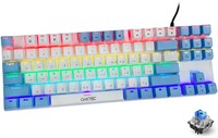 Механическая игровая клавиатура OAKTEC с арабской и английской раскладкой, 87 клавиш, проводная игровая клавиатура с 9-цветной RGB-подсветкой для Windows/Mac, синие переключатели (сине-белый) 1000008220