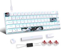 Портативная механическая игровая клавиатура Doeek 60% с 68 клавишами, подсветкой цвета "ледяной глаз" и более 19 режимами. Проводная игровая клавиатура для компьютеров Windows/Mac IOS/Linux (белая, красный переключатель) 1000008228