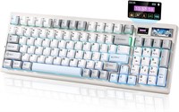 Беспроводная механическая игровая клавиатура YUNZII IF99 с интеллектуальным ЖК-дисплеем, программируемой QMK/VIA BT/2.4G/USB-C прокладкой, горячей заменой, RGB-подсветкой 96%, для Mac/Win (белый, переключатель Cocoa Cream V2) 1000008229