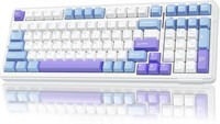 Беспроводная игровая клавиатура AULA F99, 3 режима, механическая клавиатура 2,4 ГГц/Type-C/BT5.0 с пятислойной структурой накладок, RGB-подсветка, 8000 мА·ч, QWERTY, горячая замена настраиваемой механической клавиатуры (синяя/фиолетовая) 1000008238