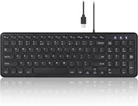 Проводная бесшумная клавиатура Perixx PERIBOARD-213C с ножничным механизмом USB-C — компактный дизайн 14,45 x 4,76 x 0,71 дюйма с цифровой панелью — черный — английский (США) 1000008250
