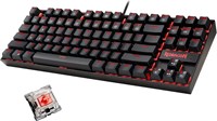 Механическая игровая клавиатура Redragon K552-2, 87 клавиш, 60% компактная, Tkl (черная, с красной светодиодной подсветкой) 1000008251