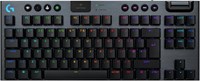 Беспроводная игровая клавиатура Logitech G915 X LIGHTSPEED TKL с низким профилем, колпачки клавиш Double-Shot PBT, полностью программируемые клавиши, RGB-подсветка, элегантный алюминиевый корпус, синий GL Clicky, ПК/MAC, черный цвет 1000008262