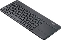 Беспроводная сенсорная клавиатура Logitech K400 Plus для телевизора с удобным управлением мультимедиа и встроенной сенсорной панелью, HTPC-клавиатура для телевизора, подключенного к ПК, Windows, Android, Chrome OS, ноутбука, планшета, раскладка для США и  1000008285
