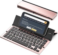 Складная портативная Bluetooth-клавиатура Mketnymy для iPhone 15 Pro Plus/Xs/max/x/14/13/12/11/iPad/iPad Mini 4, планшета Samsung Android (розовое золото) 1000008301