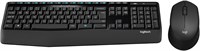 Беспроводной комплект клавиатуры и мыши Logitech MK345: полноразмерная клавиатура с подставкой для рук, мышь для правой руки, беспроводной USB-приемник 2,4 ГГц, совместимость с ПК и ноутбуками, арабская раскладка — черный цвет 1000008307