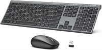 Комплект клавиатуры и мыши iClever Bluetooth DK03, перезаряжаемый двухрежимный (Bluetooth + 2.4G) беспроводной комплект клавиатуры и мыши, сверхтонкая многофункциональная клавиатура для Mac, iPad, Apple, Android, Windows, серо-черный 1000008320