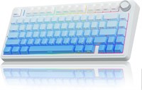 Механическая клавиатура AULA F75 Gasket, 75% беспроводная игровая клавиатура с возможностью горячей замены, пятислойной подкладкой и ручкой, Bluetooth/2,4 ГГц/USB-C, RGB-подсветка. (Синяя) 1000008341