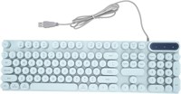 Проводная игровая клавиатура Zudoo Retro, механическая игровая клавиатура в стиле пишущей машинки со светодиодной подсветкой, 104 круглыми клавишами, мультимедийными клавишами, эргономичная USB-клавиатура для офисного настольного ноутбука (синяя) 1000008360