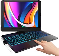 Чехол Typecase Touch для iPad 9-го поколения с клавиатурой (10,2 дюйма, 2021 г.), трекпадом Multi-Touch, 10-цветной подсветкой, вращением на 360°, тонким и легким для 8-го поколения (2020 г.), 7-го поколения (2019 г.), Air 3, Pro 10.5 (черный). 1000008366