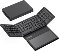 Складная Bluetooth-клавиатура Azonee, портативная полноразмерная Bluetooth-клавиатура с большой сенсорной панелью, перезаряжаемая, складывающаяся в три раза, ультратонкая дорожная клавиатура для Windows, iOS, Android, Mac, синхронизация до 3 устройств 1000008388