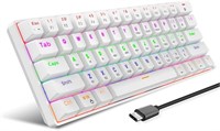 Механическая игровая клавиатура HXSJ L800 с 3 режимами, 61 клавишей, RGB-подсветкой, поддержкой проводного подключения BT5.0/2.4G/USB и синими переключателями (белая) 1000008394