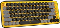 Беспроводная механическая клавиатура Logitech POP Keys с настраиваемыми клавишами эмодзи, прочная компактная конструкция, возможность подключения по Bluetooth или USB, совместимость с несколькими устройствами и ОС, желтая, клавиатура ARA 1000008396