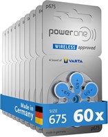 Батарейки для слуховых аппаратов PowerOne Powerone размера 675, не содержат ртути, сделаны в Германии, оригинальная упаковка 60 штук 1000008408