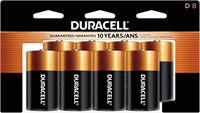 Батарейки Duracell Coppertop D, упаковка из 8 штук, батарейки D с длительным сроком службы, универсальные щелочные батарейки D для бытовых и офисных устройств 1000008429