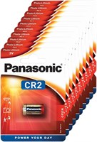 Цилиндрическая литиевая батарея Panasonic CR2 для мощных легких приборов с высоким энергопотреблением, таких как дымовые извещатели, системы охранной сигнализации, налобные фонари, камеры, 3 В, 10 упаковок (10 батареек) 1000008442