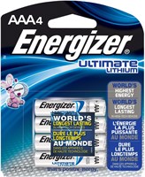 Аккумуляторы Energizer L92BP-4 Ultimate Lithium AAA, самые долговечные в мире аккумуляторы AAA для высокотехнологичных устройств (4 шт.) 1000008454